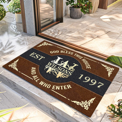 God Bless This House - Personalized Doormat - Christian Home Decor GDMJS10094