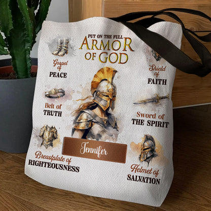 Put On The Armor Of God - Personalized Christian Tote Bag GTTJS10025