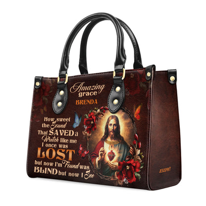 Jesus Amazing Grace - Leather Handbag - Personalized Christian Gift GMJSLB200023