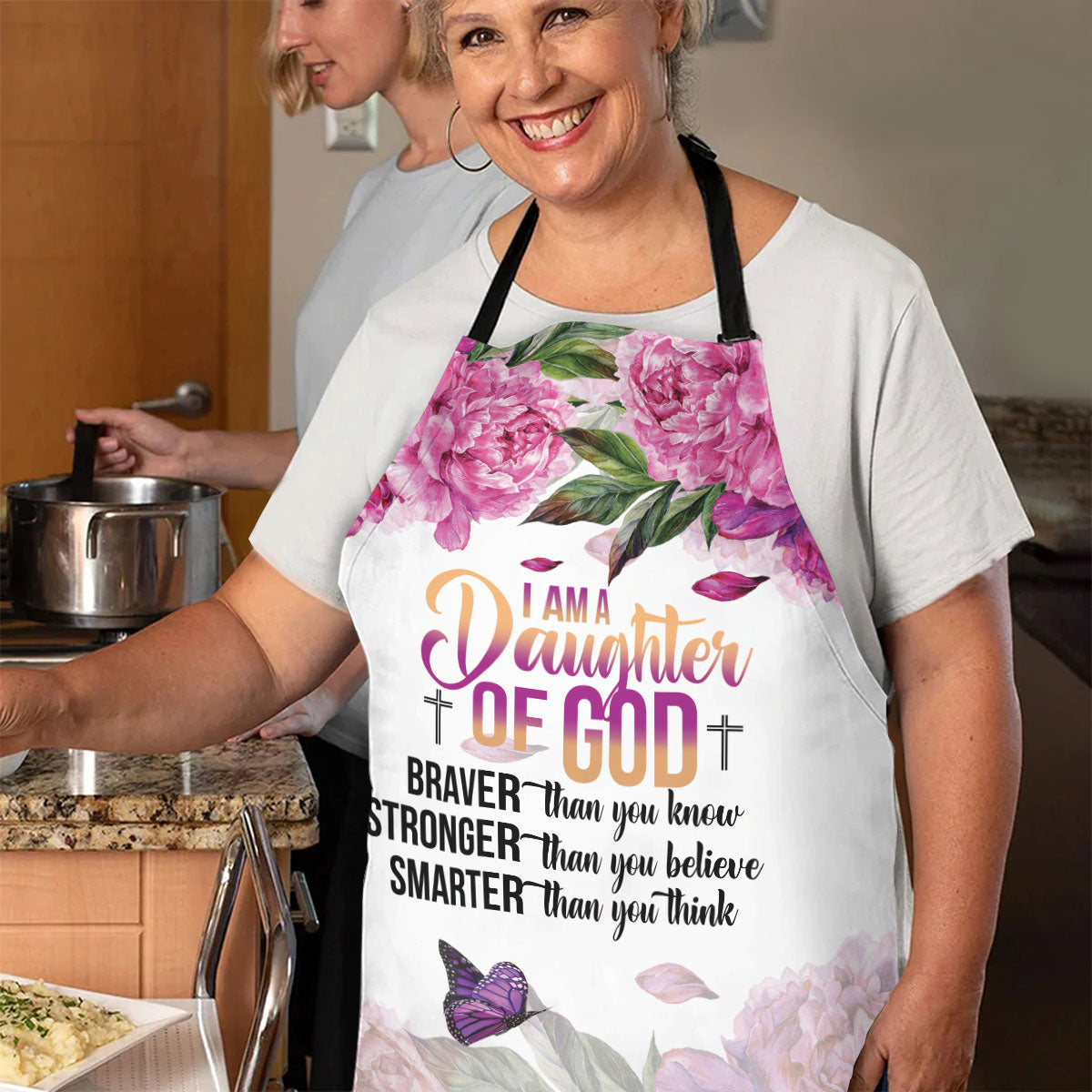 I Am A Daughter Of God - Apron With Tie Back Floral