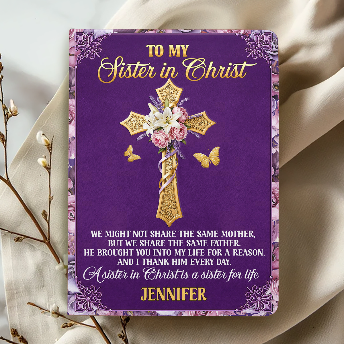 To My Sister in Christ - Personalized Leather Cover Notebook GMJSNB200035