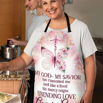 My God My Savior - Floral Apron with Faith Design - Gift for Christian Woman