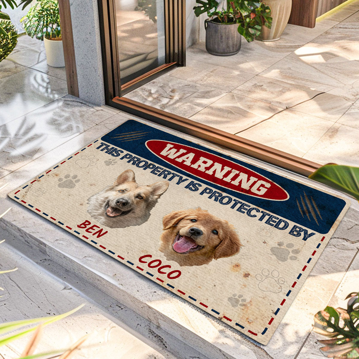 Warning This Property Is Protected - Personalized Doormat GDMJS10091