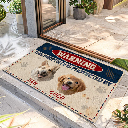 Warning This Property Is Protected - Personalized Doormat GDMJS10091