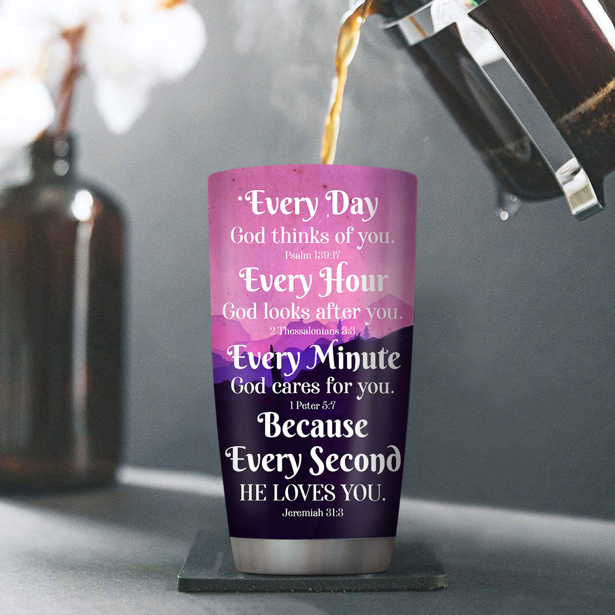 God Thinks Of You - Personalized Cross Tumbler