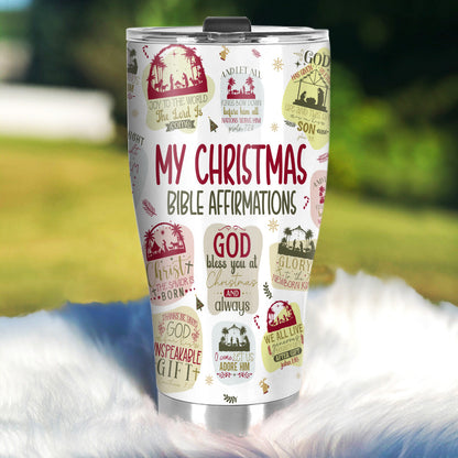 Christmas Bible Affirmations - Personalized Stainless Steel Tumbler