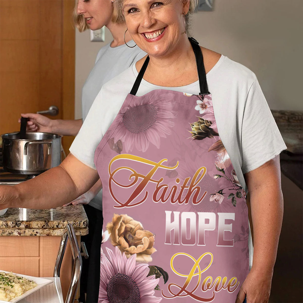 Faith Hope Love - Floral Christian Kitchen Apron