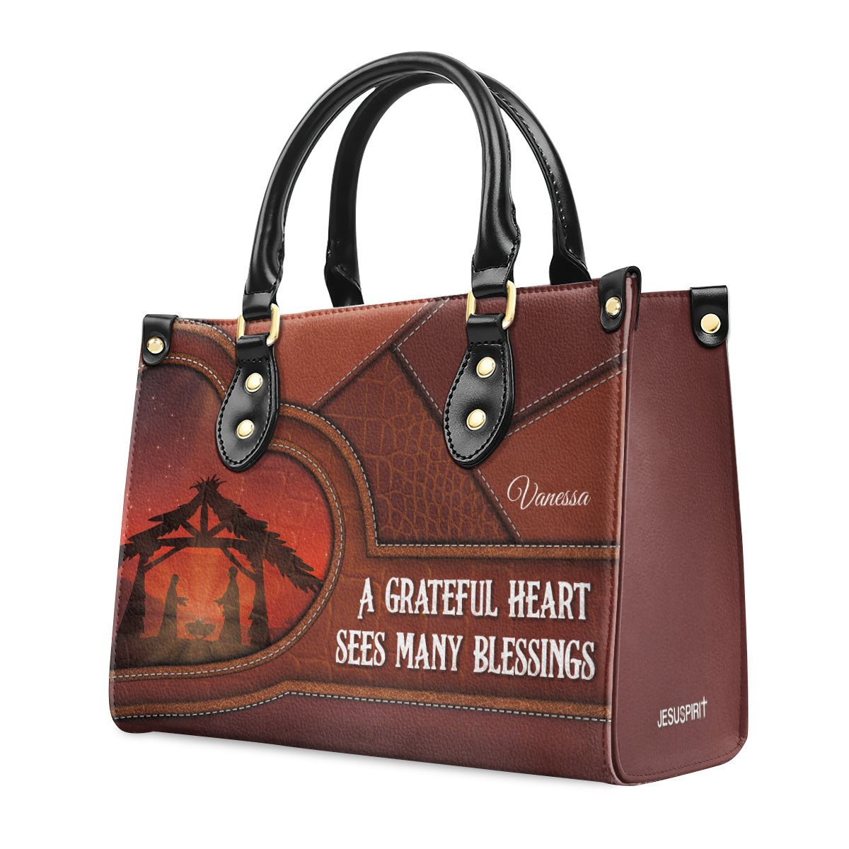 Grateful Heart - Personalized Leather Handbag GMJSLB200098