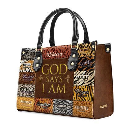 God Says I Am Unique - Personalized Leather Handbag GMJSLB200011