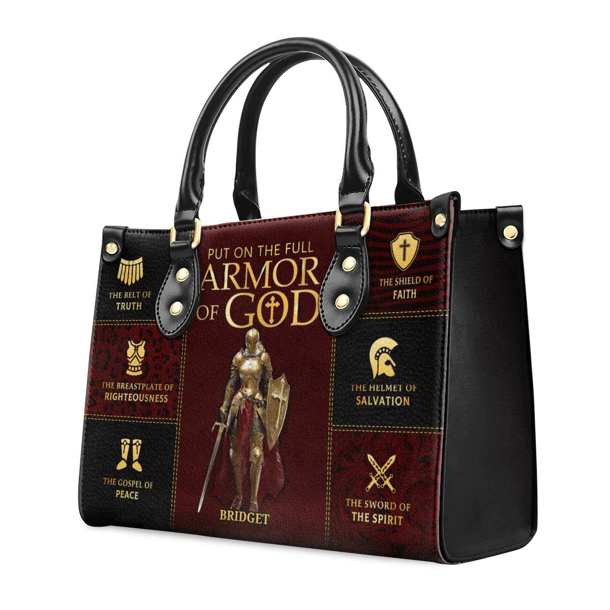 Full Armor Of God - Personalized Leather Handbag GMJSLB200085
