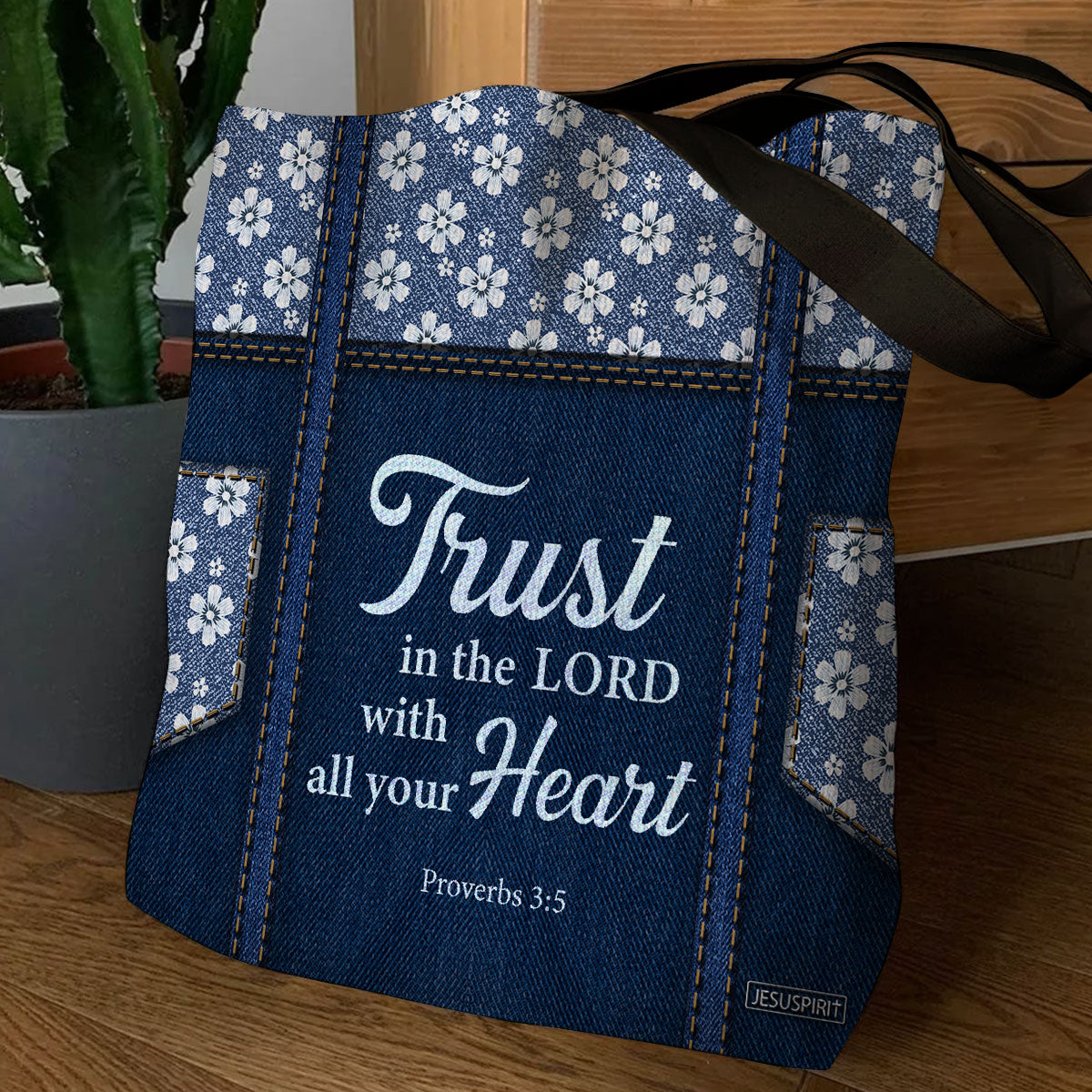 Trust In The Lord Tote Bag - Christian Floral Gift for Loved One GTTJS10088