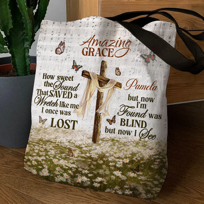 Amazing Grace Tote Bag - Personalized Christian Gift for Women GTTJS10037