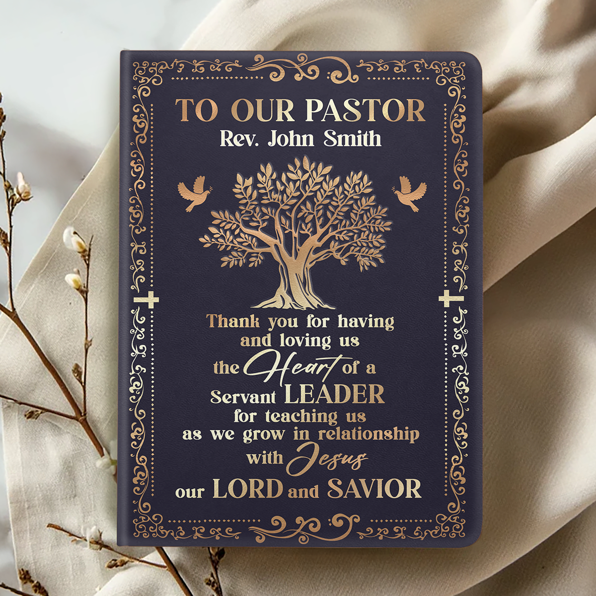 Faith-Inspired Gift for Pastor - Personalized Leather Cover Notebook GMJSNB200042