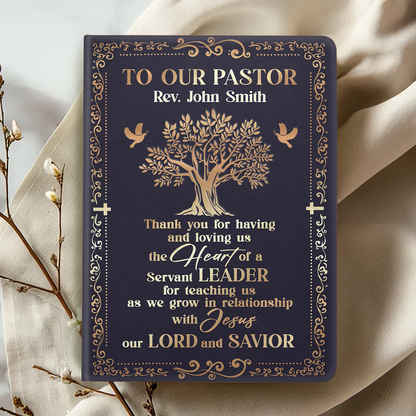 Faith-Inspired Gift for Pastor - Personalized Leather Cover Notebook GMJSNB200042