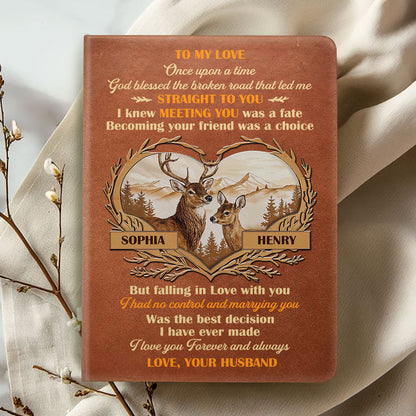 God Blessed the Broken Road - Personalized Leather Notebook GMJSNB200118
