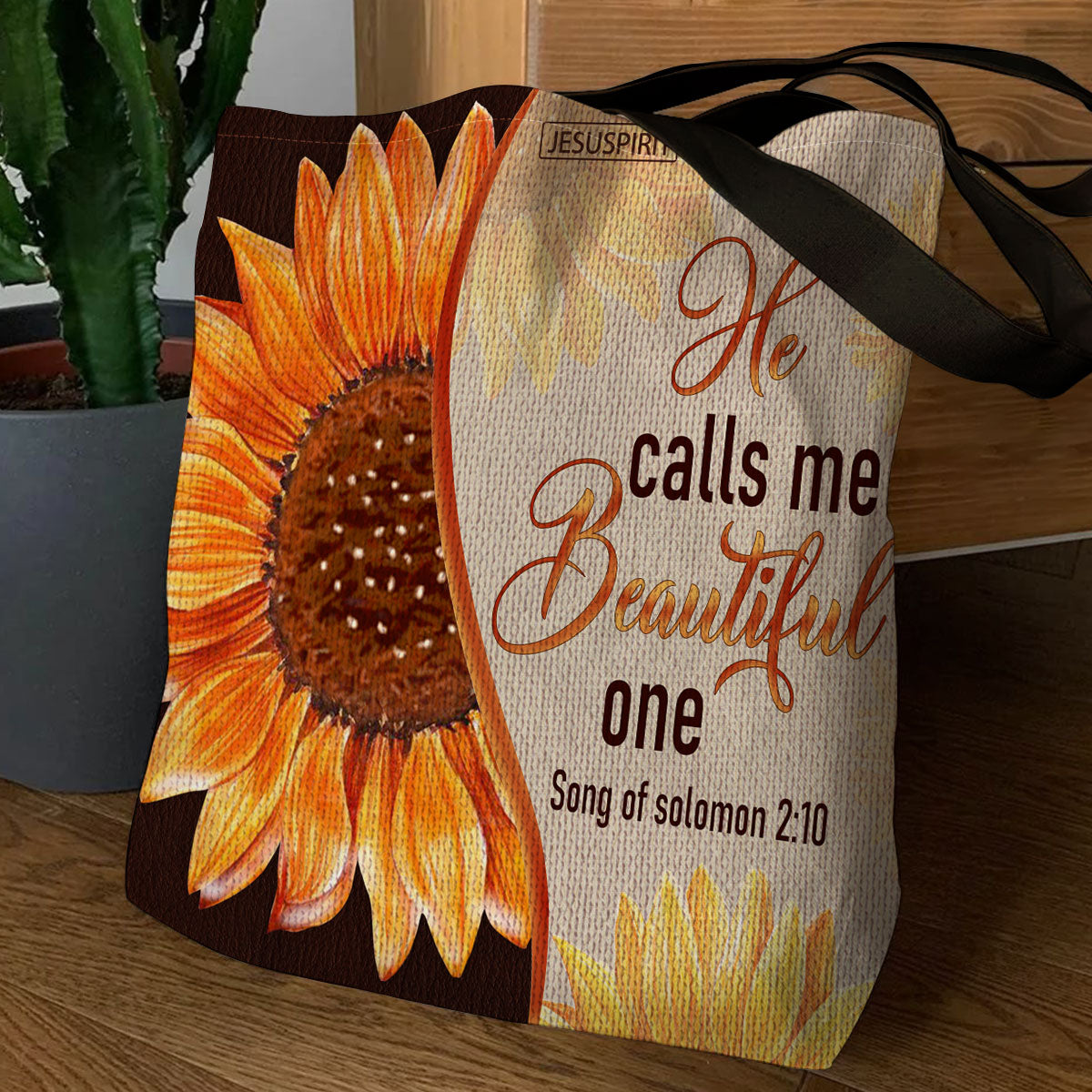 He Calls Me Beautiful - Christian Sunflower Tote Bag GTTJS10181