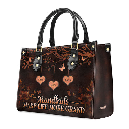 Grandkids Make Life More Grand - Personalized Leather Handbag GMJSLB200009