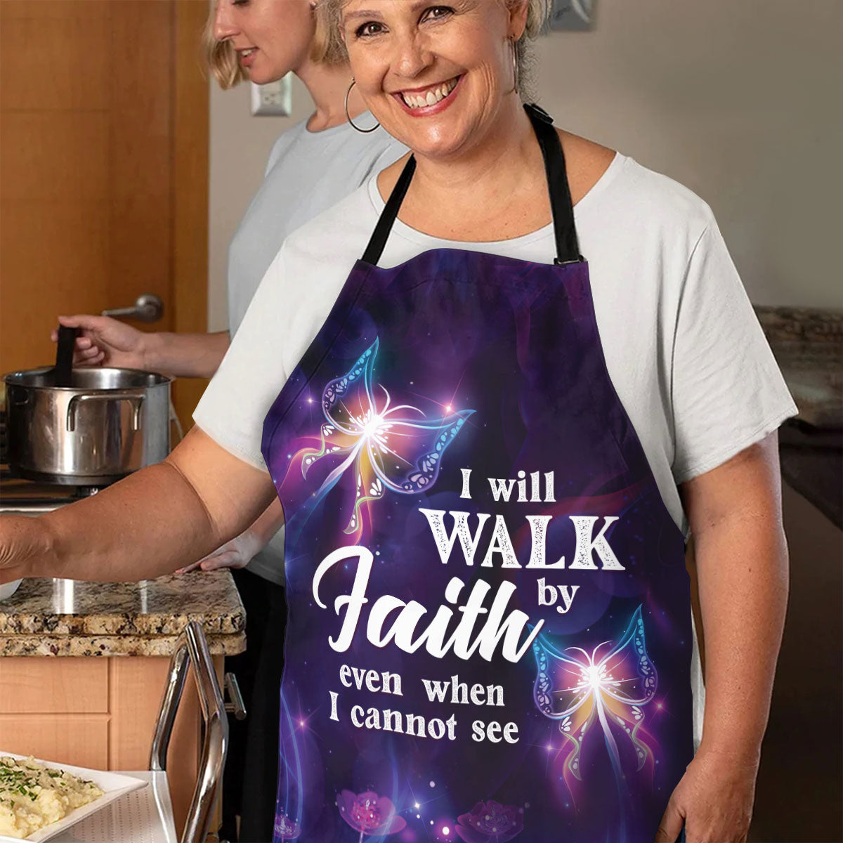 Faith Walk - Noncustomized Apron with Floral Butterfly
