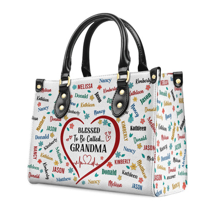 Blessed To Be Called Grandma - Personalized Leather Handbag GMJSLB200090