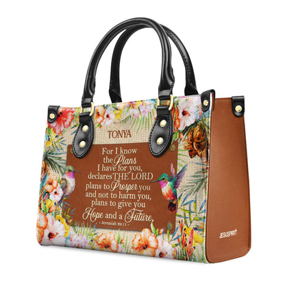 For I Know The Plans I Have For You - Personalized Leather Handbag GMJSLB200038