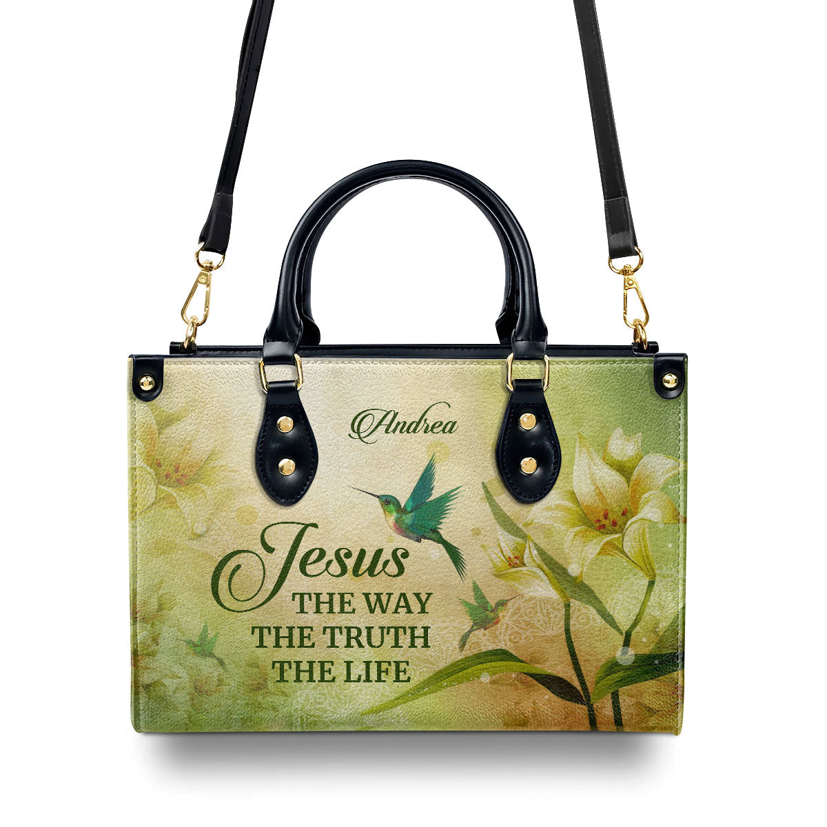 Jesus The Way The Truth The Life - Personalized Leather Handbag GMJSLB200079