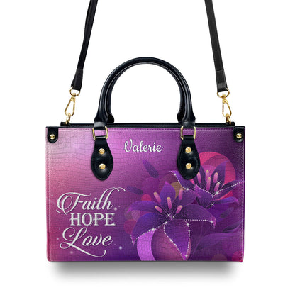 Faith, Hope, Love Handbag - Personalized Leather Bag for Women GMJSLB200105