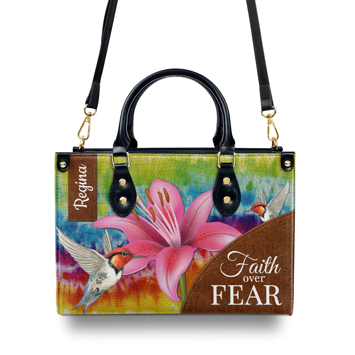 Faith Over Fear - Personalized Lily Leather Handbag GMJSLB200103