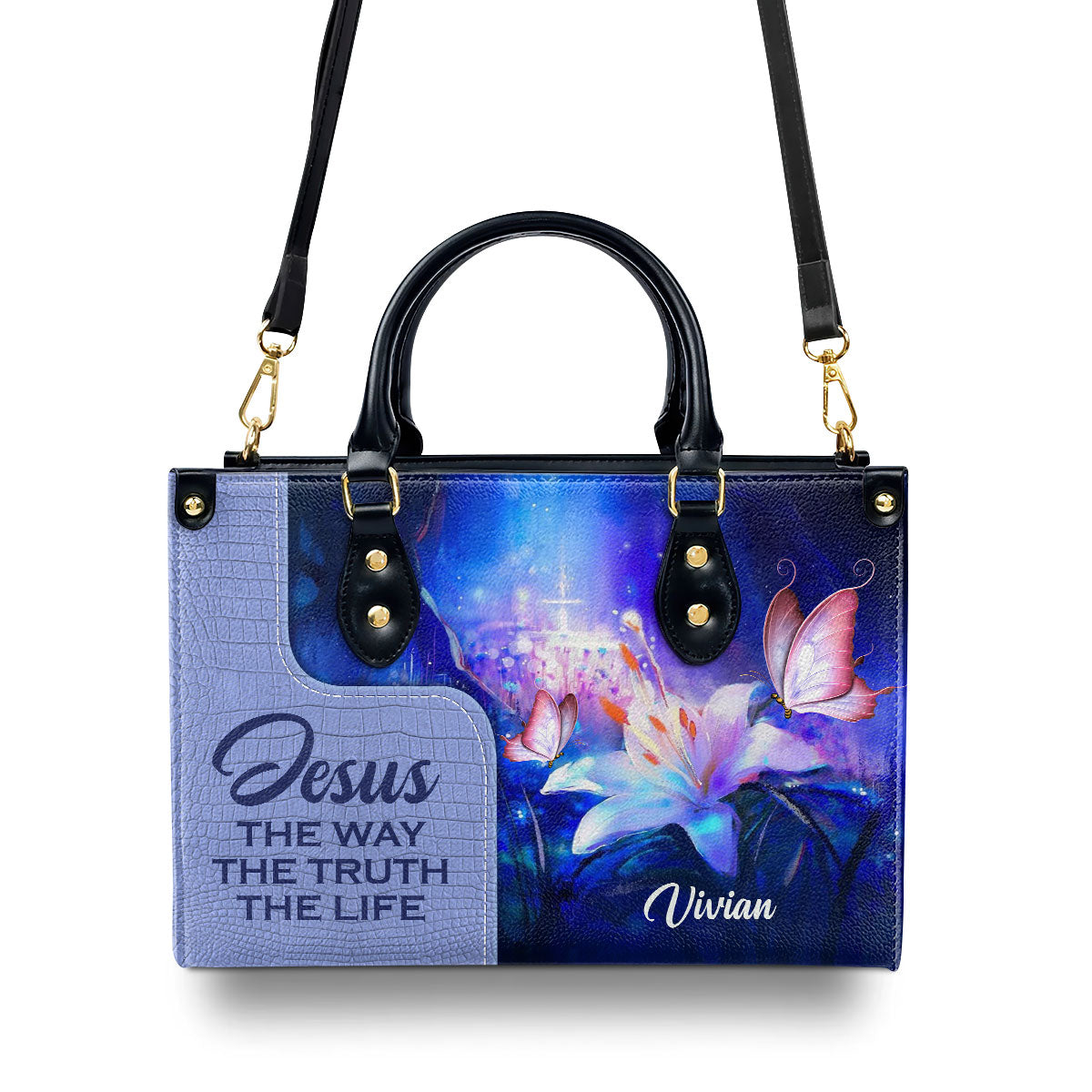 Jesus The Way The Truth The Life - Personalized Leather Handbag GMJSLB200100