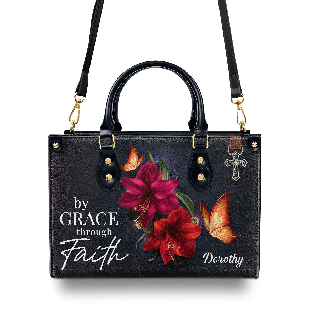 Faith-Based Quote - Personalized Leather Handbag GMJSLB200099