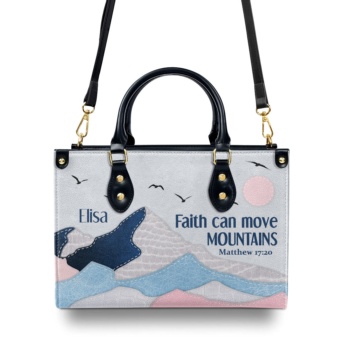 Faith Can Move Mountains - Personalized Leather Handbag GMJSLB200089