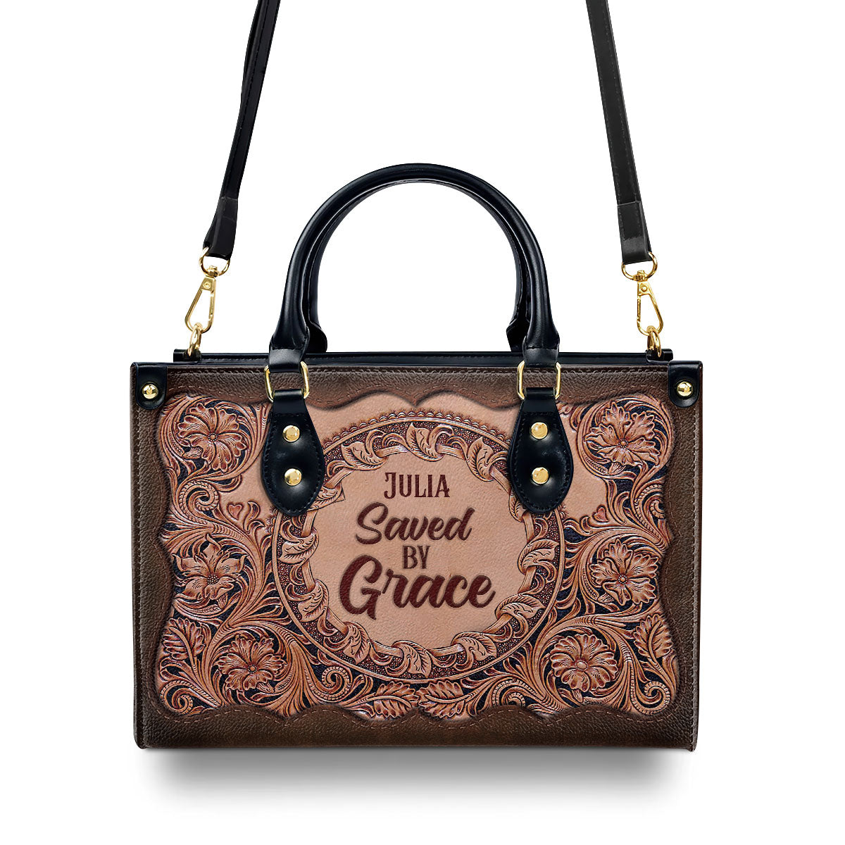 Saved By Grace - Personalized Leather Handbag - Gift For Her GMJSLB200087