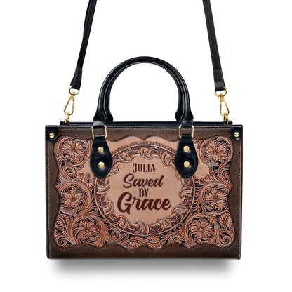Saved By Grace - Personalized Leather Handbag - Gift For Her GMJSLB200087