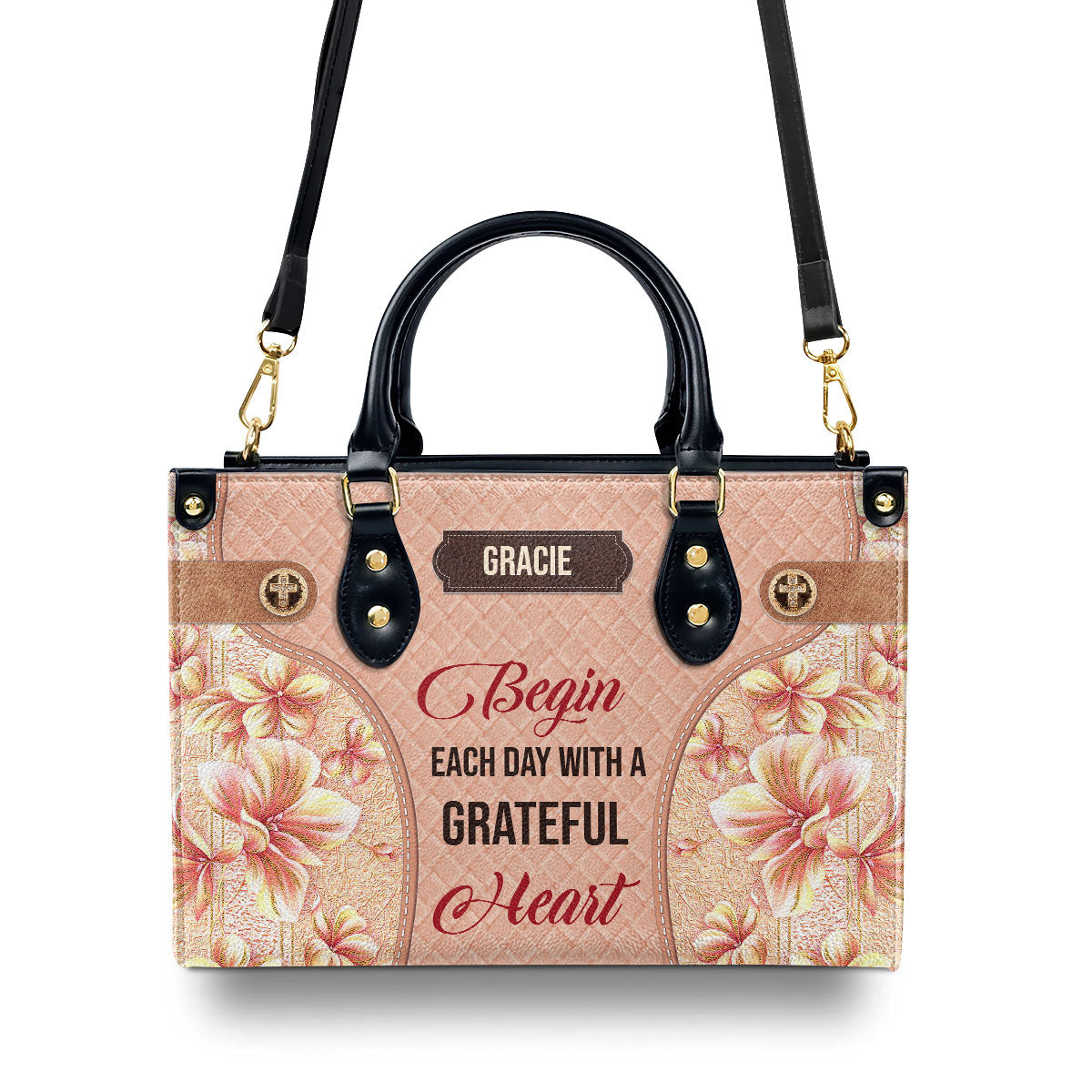 Begin Each Day With A Grateful Heart - Personalized Leather Handbag GMJSLB200105