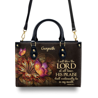 I Will Bless The Lord At All Times - Personalized Leather Handbag GMJSLB200087