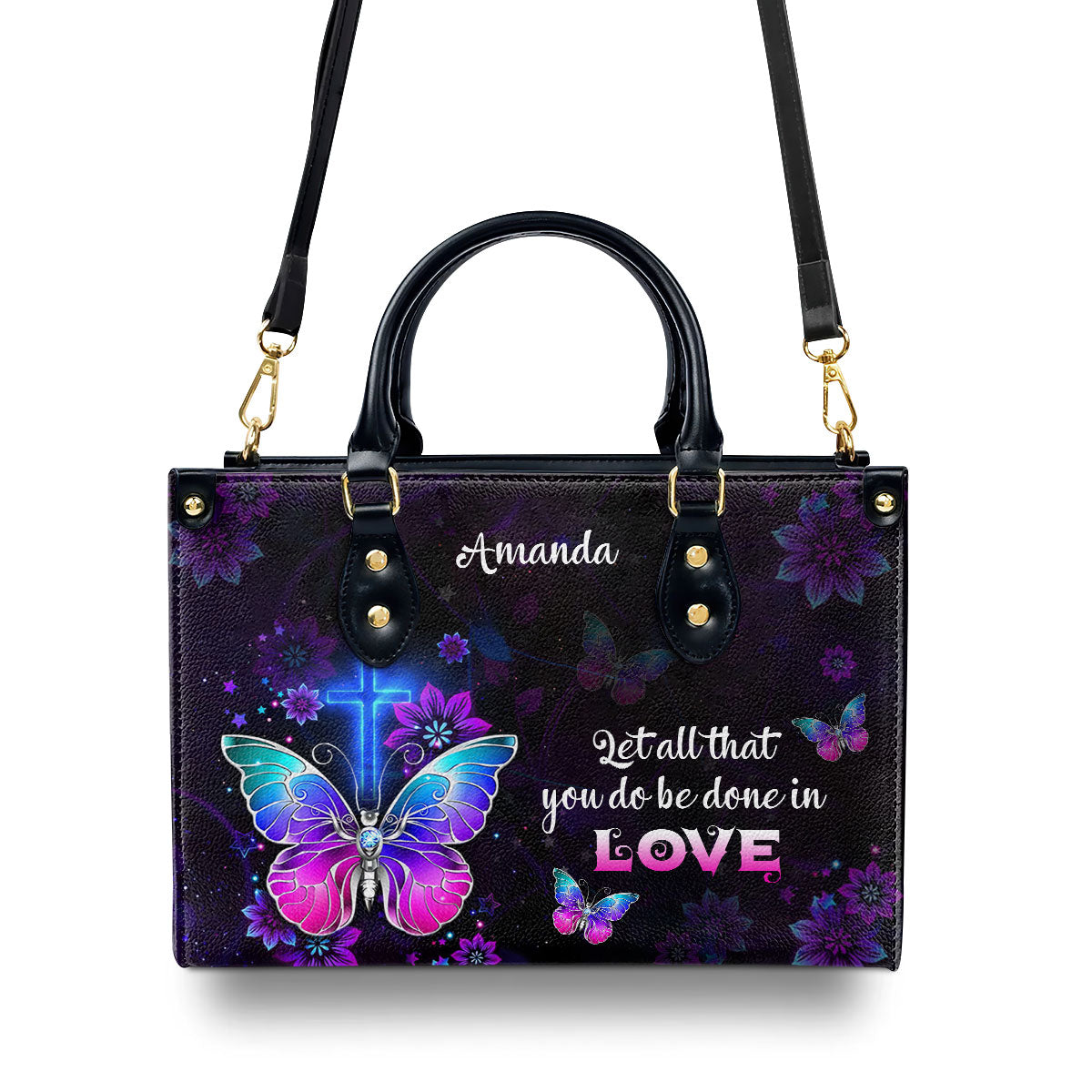Let All You Do Be Done In Love - Personalized Leather Handbag GMJSLB200078