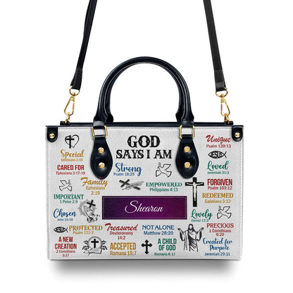 God Says I Am - Personalized Leather Handbag - Gift for Women GMJSLB200006