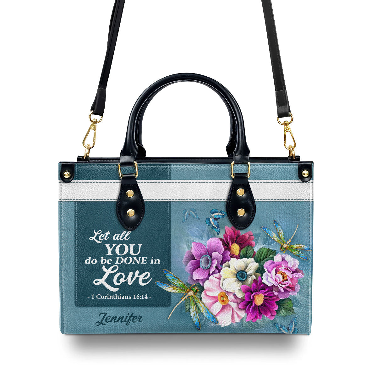 Let All That You Do Be Done In Love - Personalized Leather Handbag GMJSLB200062