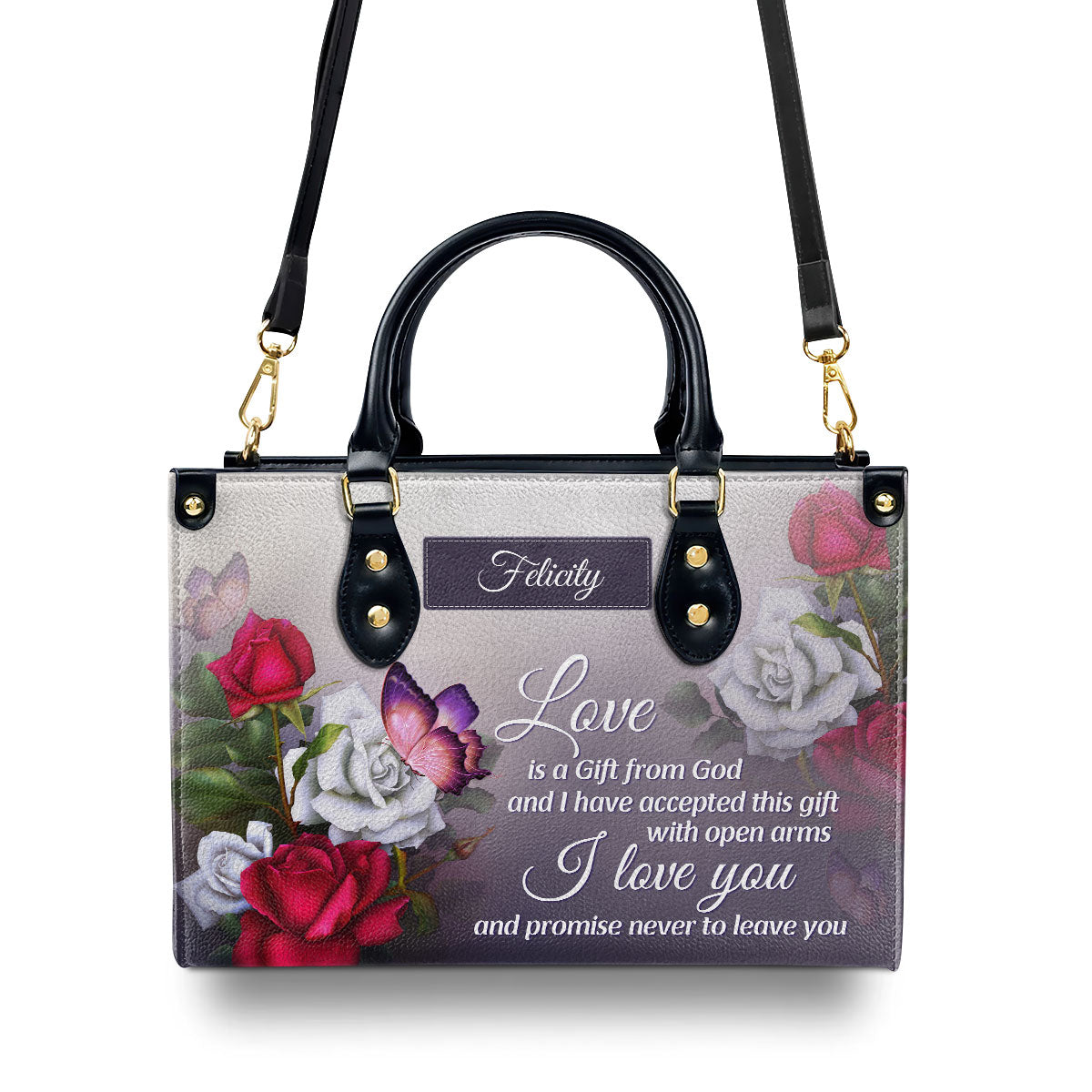 Love Is A Gift From God - Personalized Leather Handbag GMJSLB200060