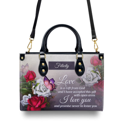 Love Is A Gift From God - Personalized Leather Handbag GMJSLB200060