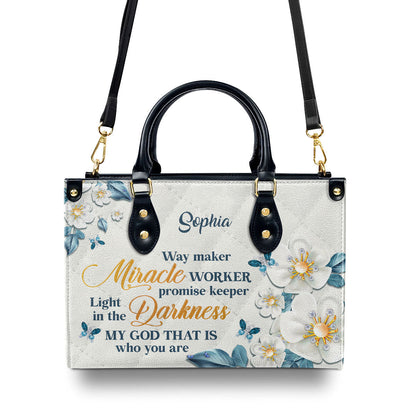 Way Maker Miracle Worker - Personalized Leather Handbag GMJSLB200089