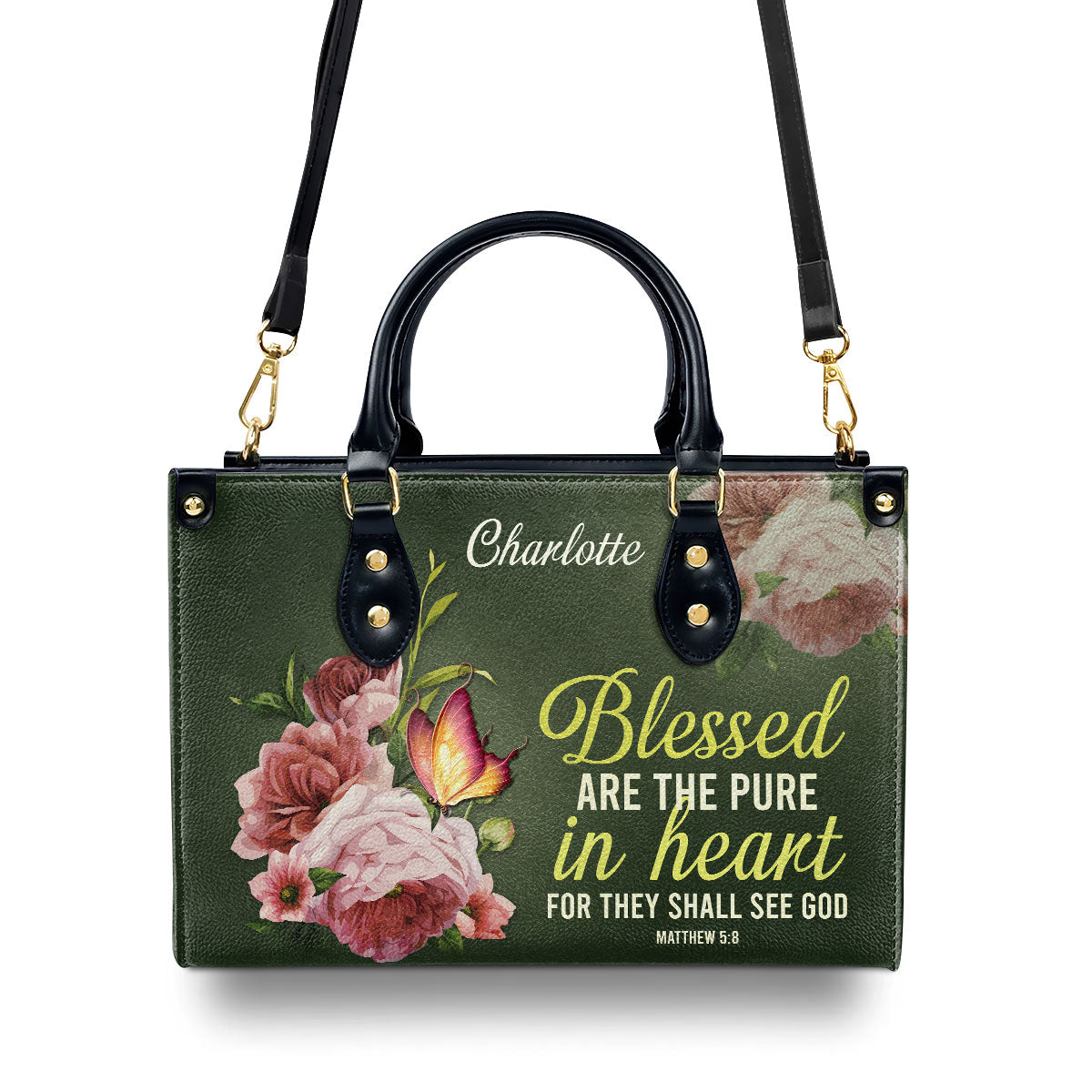 Blessed Are The Pure In Heart - Personalized Leather Handbag GMJSLB200070