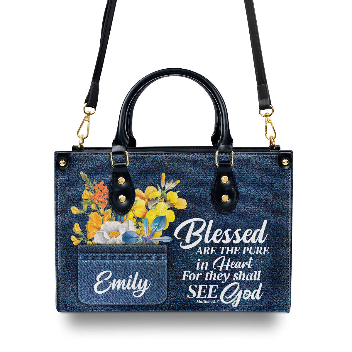 Blessed Are The Pure In Heart - Personalized Leather Handbag GMJSLB200069