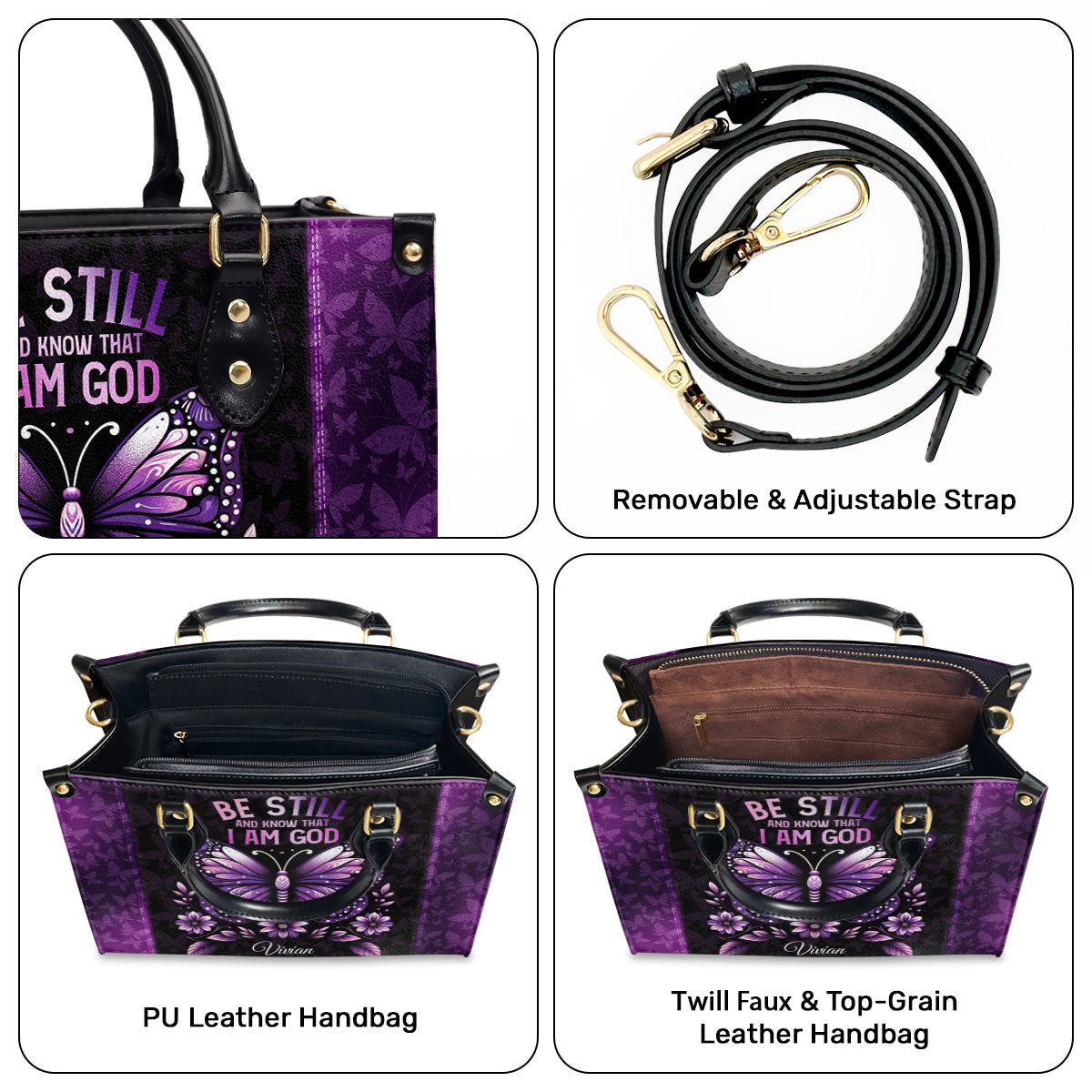 Be Still And Know That I Am God - Personalized Leather Handbag GMJSLB200013