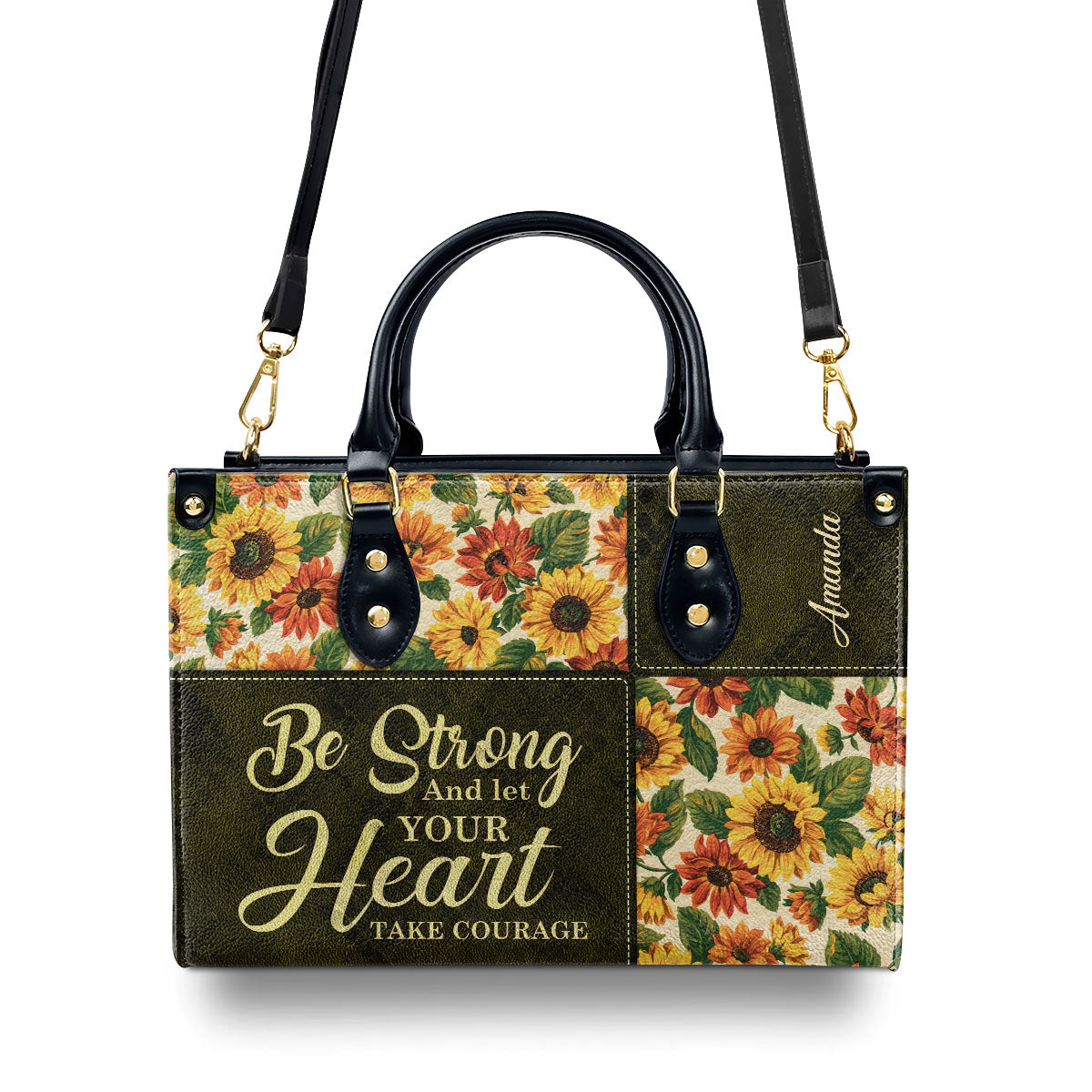 Be Strong and Let Your Heart Take Courage - Personalized Leather Handbag GMJSLB200050