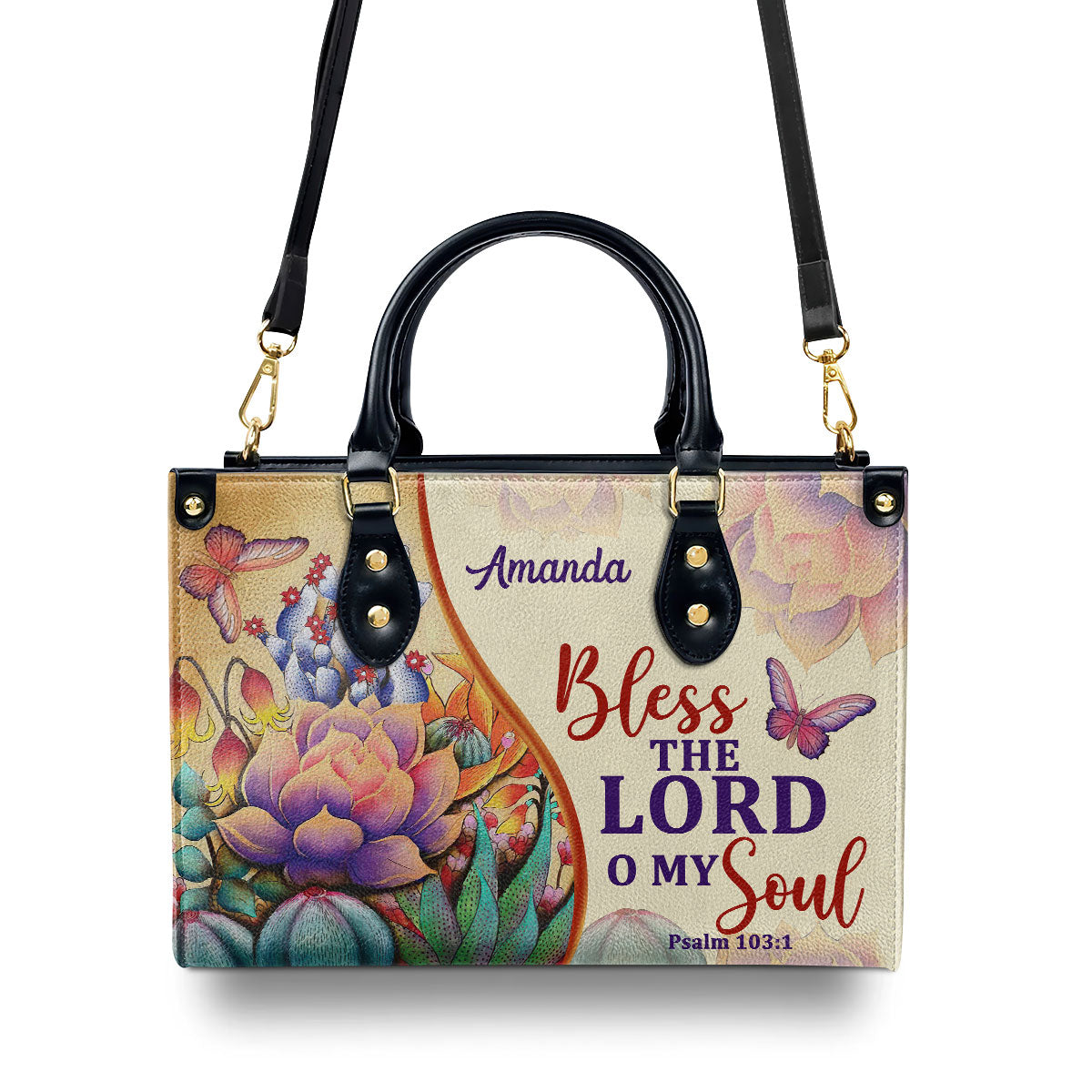 Psalm 103:1 Gift for Women - Personalized Leather Handbag GMJSLB200083