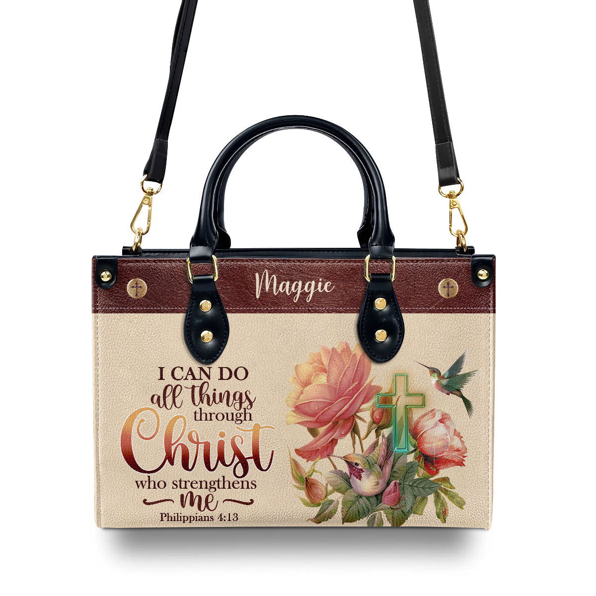 I Can Do All Things Through Christ - Personalized Leather Handbag GMJSLB200081