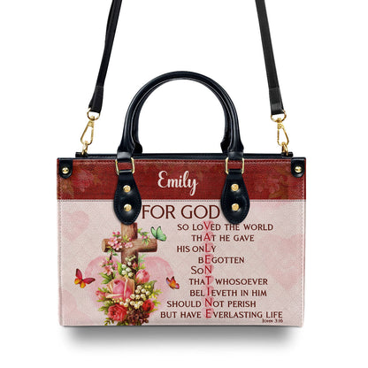 John 3:16 Gift for Women - Personalized Leather Handbag GMJSLB200067