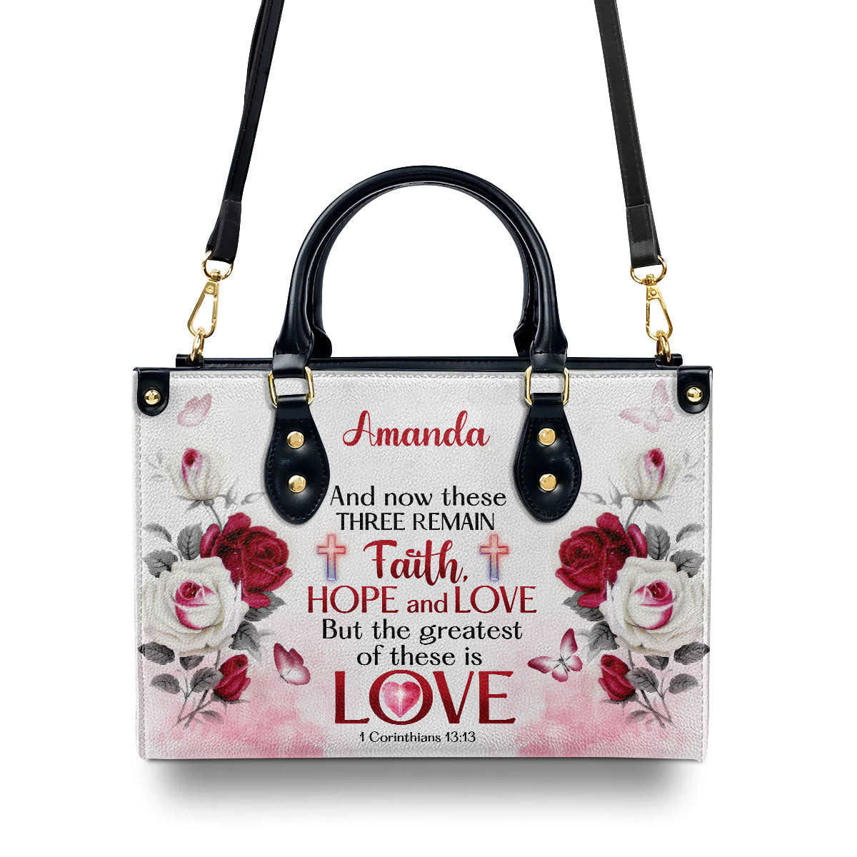 Corinthians 13:13 Inspirational Bag - Personalized Leather Handbag GMJSLB200066