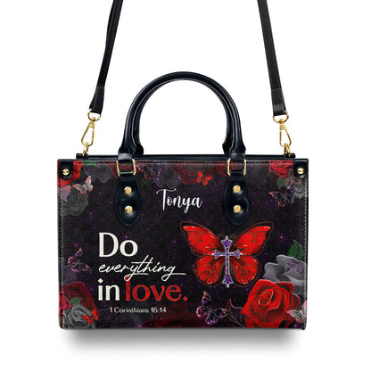 Do Everything in Love - Personalized Leather Handbag GMJSLB200065