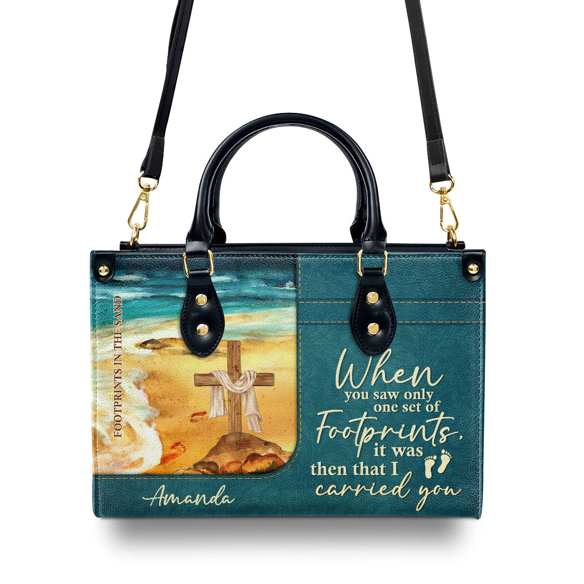 Footprints In The Sand - Personalized Leather Handbag GMJSLB200086